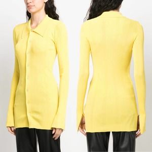 REMAIN Yellow Long Ribbed-Knit Polo Cardigan - XS - NWT